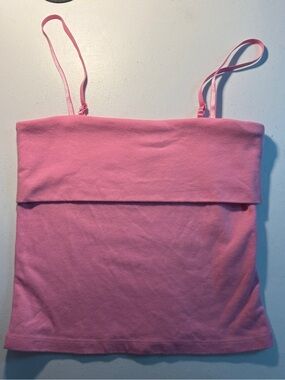 One Step Ahead Pink Fold-Over Tank Top